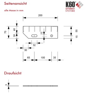 P-Stufe 1000x200 mm /30x2 / 30x30