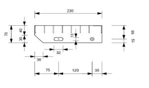 Outlet- P- Stufe / 1200 x 230 mm / TS 40 x 2 mm / MW 30 x 30 mm / verzinkt