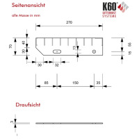 Outlet- P-Stufe / 600 x 270 mm / TS 30 x 3 / MW 30 x 10 mm