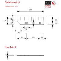 Outlet- SP- Stufe / 600 x 240 mm / TS 25 x 2 mm / MW 34 x 38 mm / verzinkt