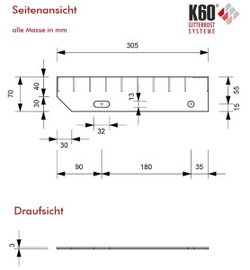 Outlet- SP- Stufe / 900 x 305 mm / TS 30 x3 / MW 34 x 38...