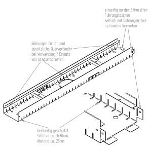 Fassadenrinne zur Entwässerung | Länge 1000mm, Breite 100mm, Höhe 50-70mm verzinkt