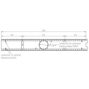 Fassadenrinne zur Entwässerung | Länge 1000mm, Breite 160mm, Höhe 50-70mm verzinkt