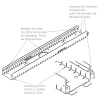 Fassadenrinne zur Entwässerung | Länge 1000mm, Breite 200mm, Höhe 50-70mm Längsstabrost verzinkt