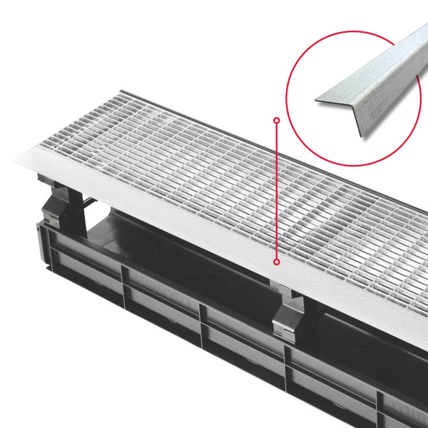 Rinnenabschluss Türprofil  für Entwässerungsrinne CANYON 3.0 1000x40/50/60/70/80/90 mm Türschwelle aus verzinktem Aluminium