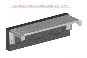 Outlet-K60-Barfußrost / 288 x 1000 mm / verzinkt